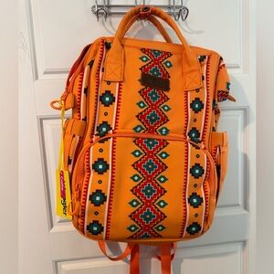 Wrangler Callie Orange Aztec Pattern Backpack - NWT